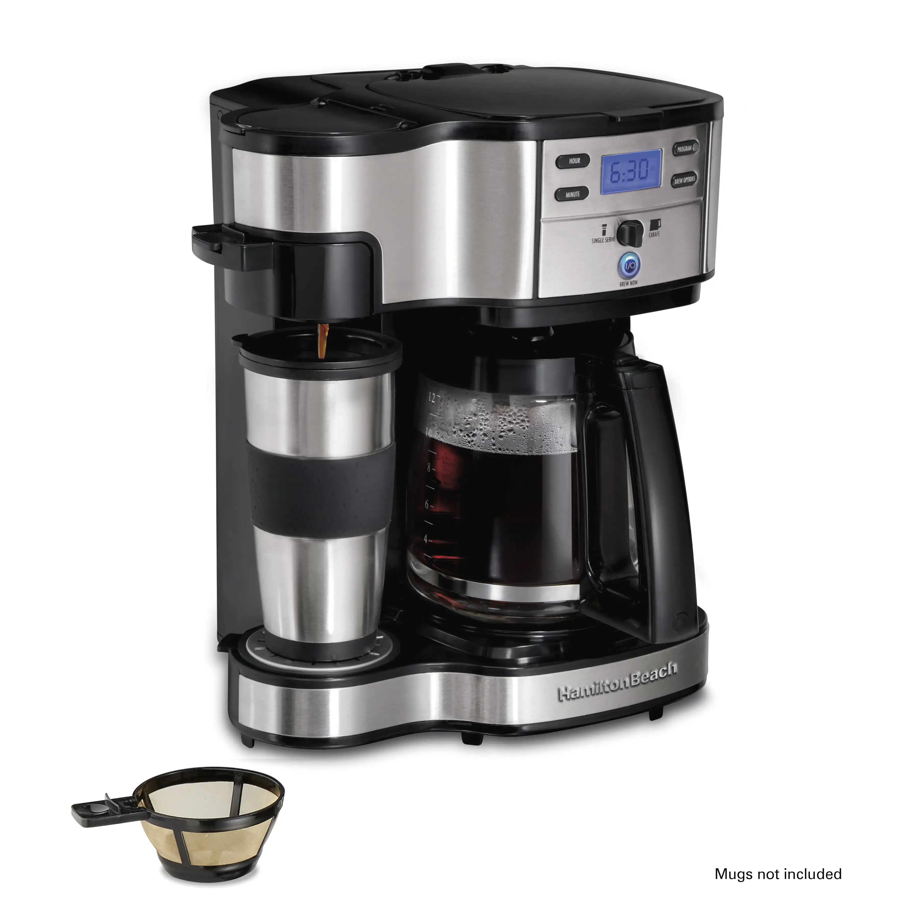 

HUANQIU2-Way Coffee Maker, Single-Serve or 12 Cups, Glass Carafe, Black, 49980Z