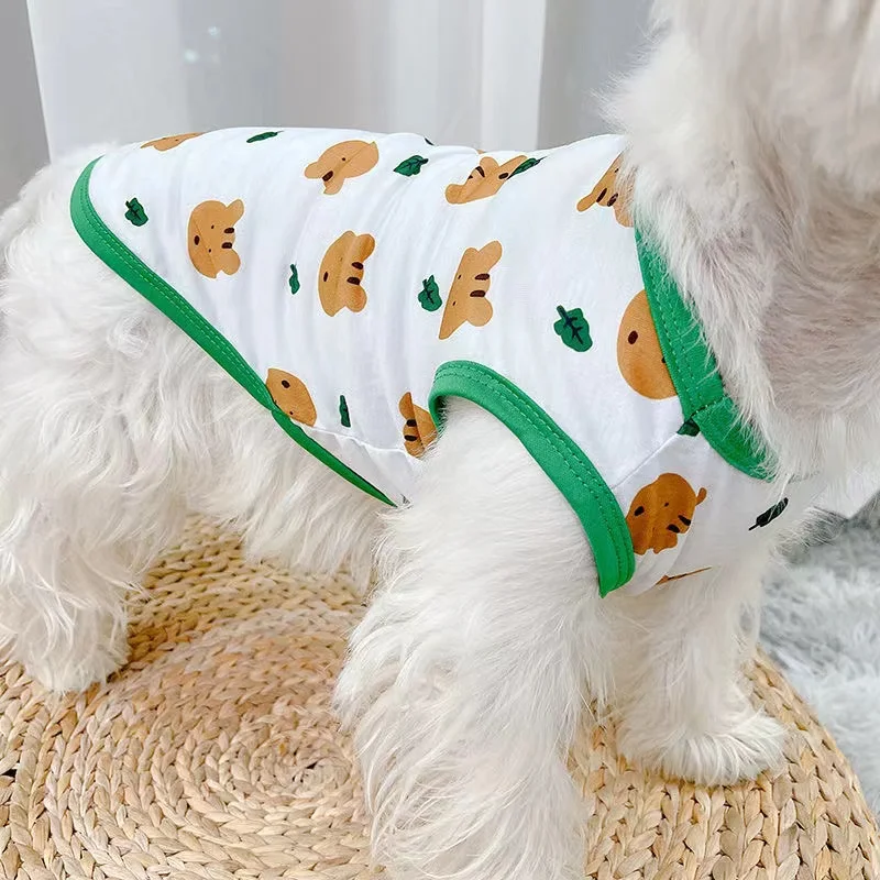 

Summer Dog Clothes Bear Printed Puppy Chihuahua Cats Vest Sleeveless Small Pet Teddy Pug Poodle Bulldog Tshirt Costume