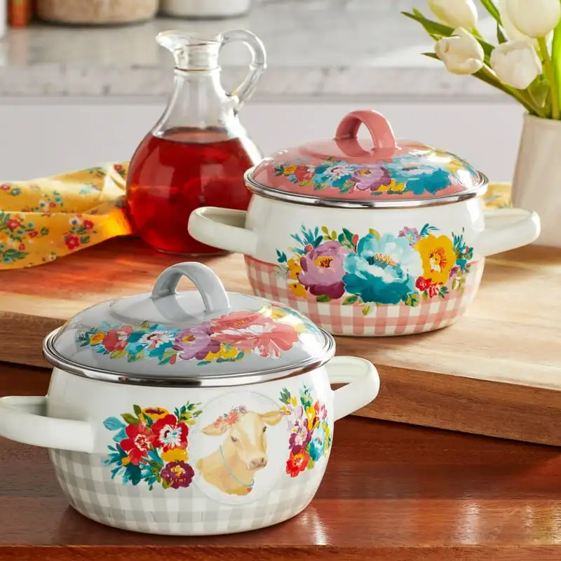 

Romance 1.05-Quart Enamel on Steel Mini Dutch Oven with Lid, Set of 2