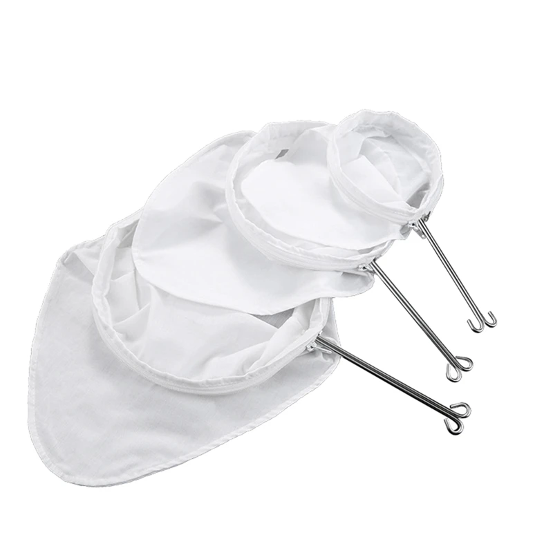 

3 Pcs Milk Tea Filter Bag With Handle Hong Kong Style Steel Ring Coffee Cotton Cloth Filter Kitchen Accessories