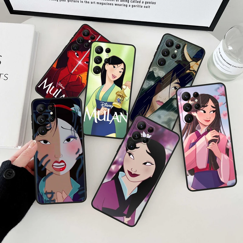 

Girl Mulan Black Phone Case For Samsung Galaxy S23 S22 S21 S20 FE Ultra Pro Lite S10 S10E S9 Plus 5G