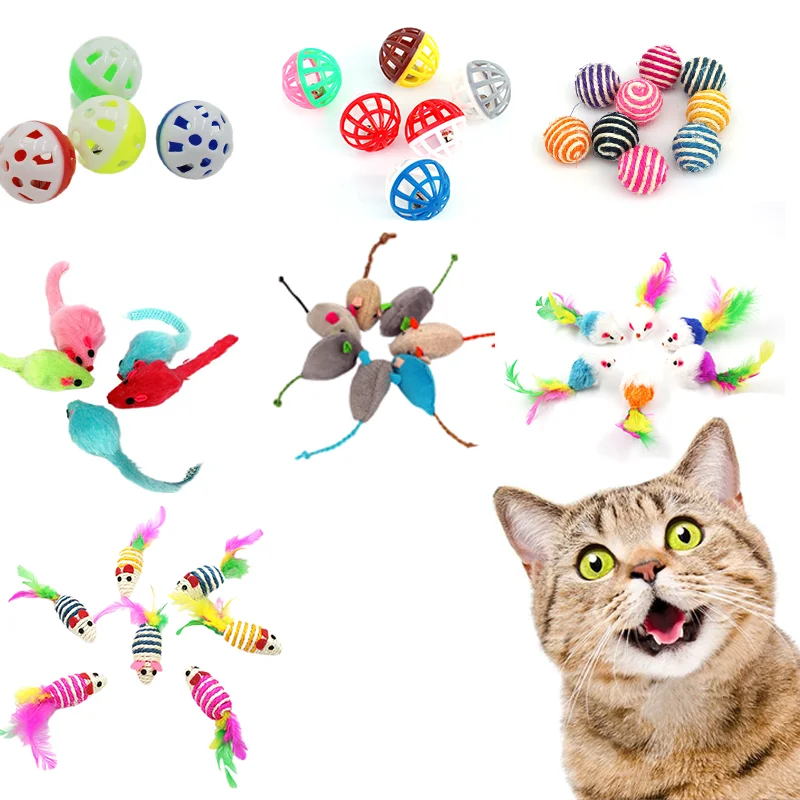 

6/15/25PCS Cat Toy Soft Fleece Mouse Cat Toys Funny Playing Toys For Cats With Colorful Feather Plush Mini Mouse Toys Pet Supply