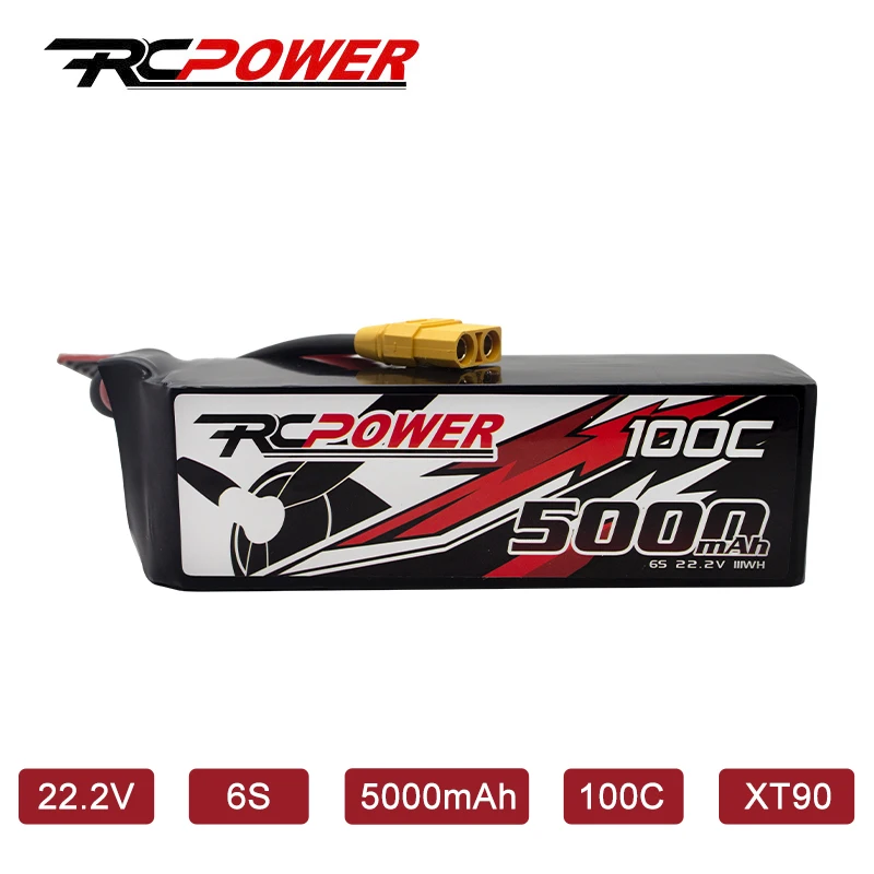 Литий-полимерный аккумулятор RCPOWER 5000 мАч 6S 22 2 в 100C с разъемом XT90 для
