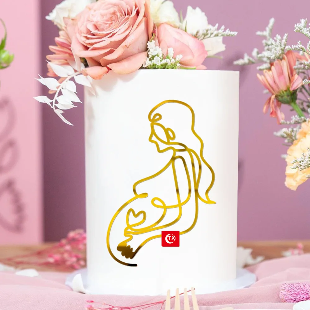 

Abstract Creativity Mother To Be Cake Toppers Gold Rose Gold Mother's Day Cake Toppers for Pregnant Woman Party Cake Decorations