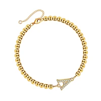 26 letters of inlay cubic zirconia with rhinestones bracelets for women charm metal beads bracelet jewelry