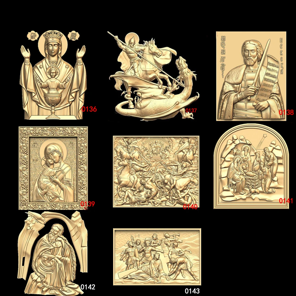 

3D STL Model Religious Icon for CNC Router Engraving & 3D Printing Relief Support ZBrush Artcam Aspire Cut3d