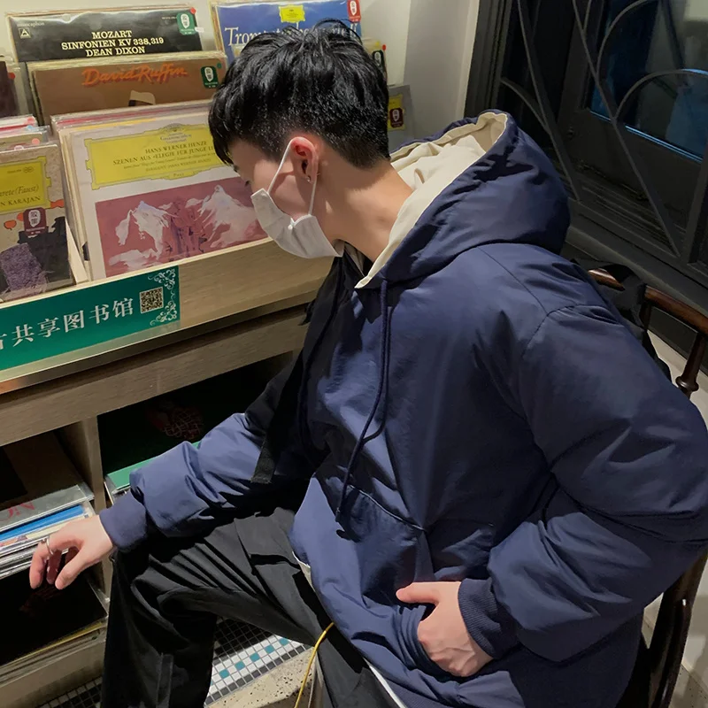 Winter Jacket Men Warm Fashion Thickened Pullover Jacket Men Streetwear Korean Loose Thick Hooded Short Coat Mens Parker Clothes