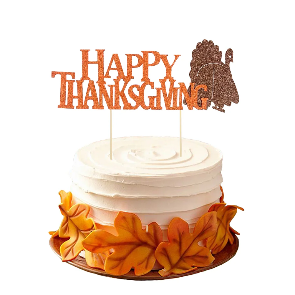

5pcs Thanksgiving Cupcake Cake Decorations Appetizer Fruit Sticks for Holiday Gathering Banquet