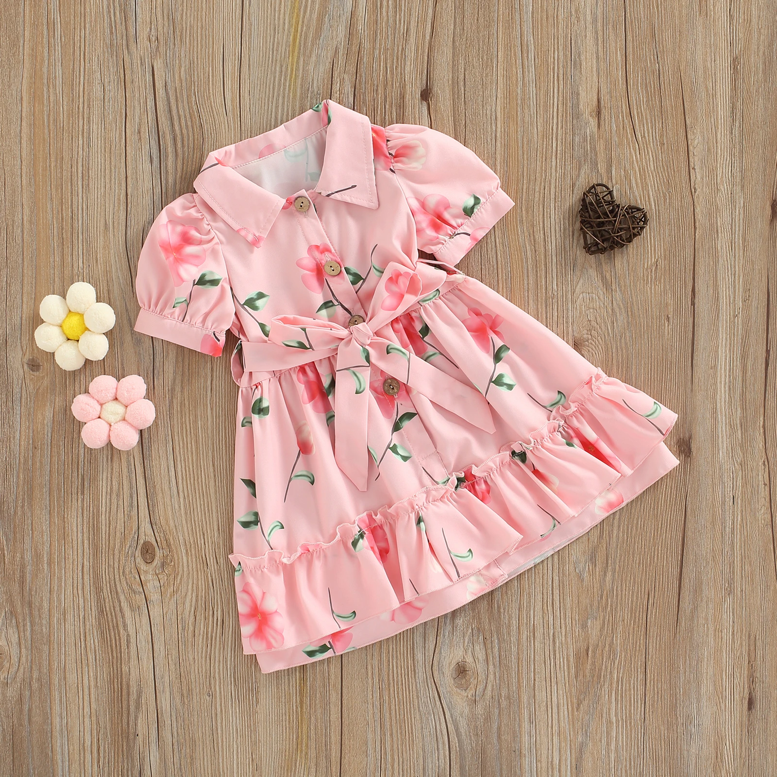 

ma&baby 6m-4Y Princess Toddler Infant Kid Girls Floral Dress Puff Sleeve Bow A-line Dresses For Girls Clothing