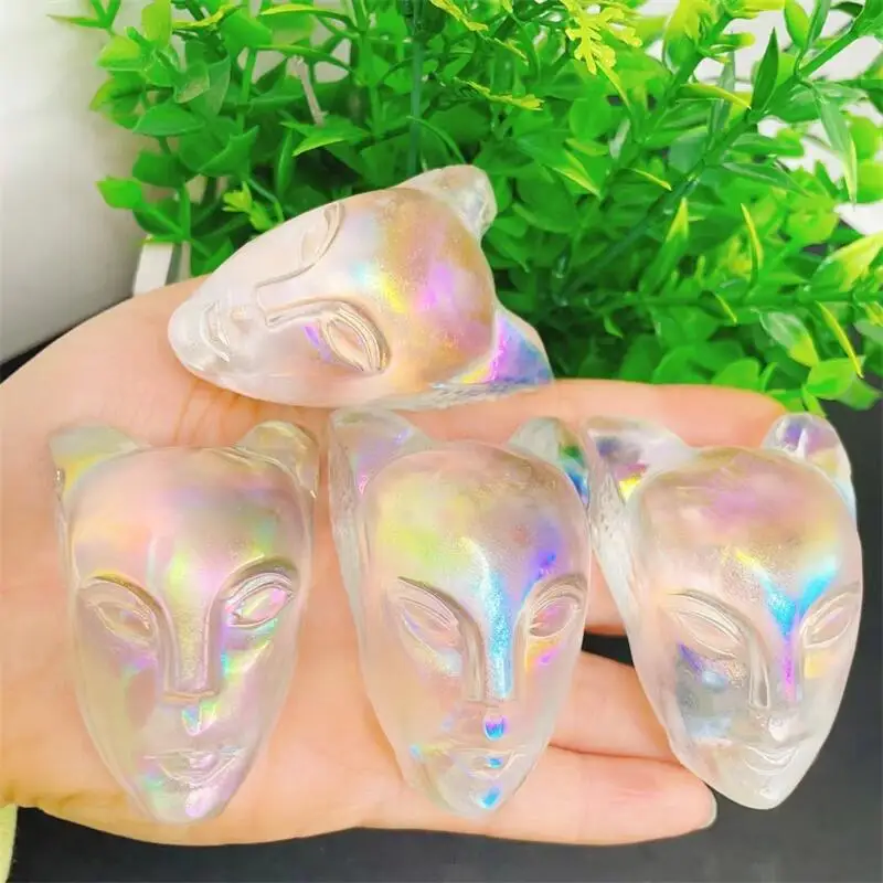 2 дюйма натуральный кварцевый аура череп инопланетянина кристалл исцеляющая