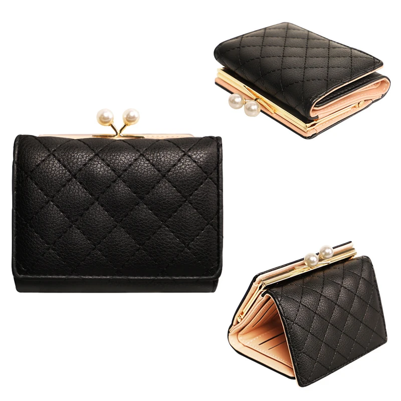 Luxury Designer Women Three Fold Wallets Fashion Leather Top Quality Card Holder Classic Female Coin Purse New Wallet for Women