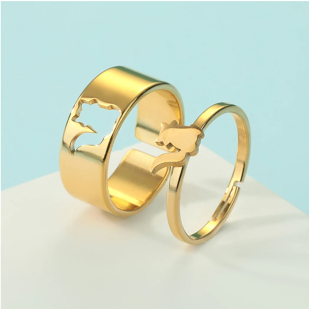 

Chandler Stainless Steel Raccoon Promise Ring Alternative Engagement Ring Matching His and Her Ring Raccoon Jewelry