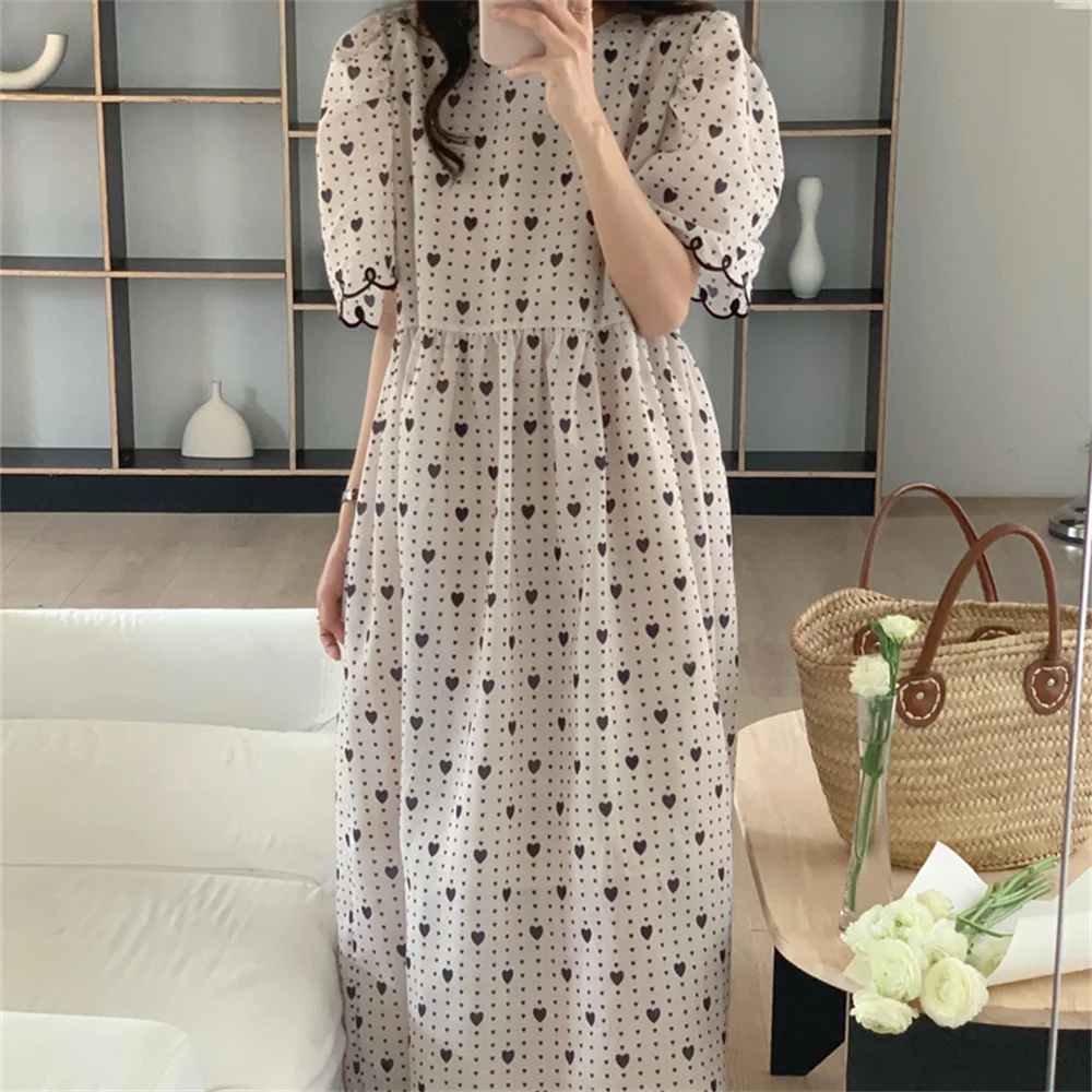 

Летнее Длинное Платье HziriP абрикосового цвета в стиле ретро 2022, шикарное модное облегающее милое офисное платье с принтом сердец, Новые повс...