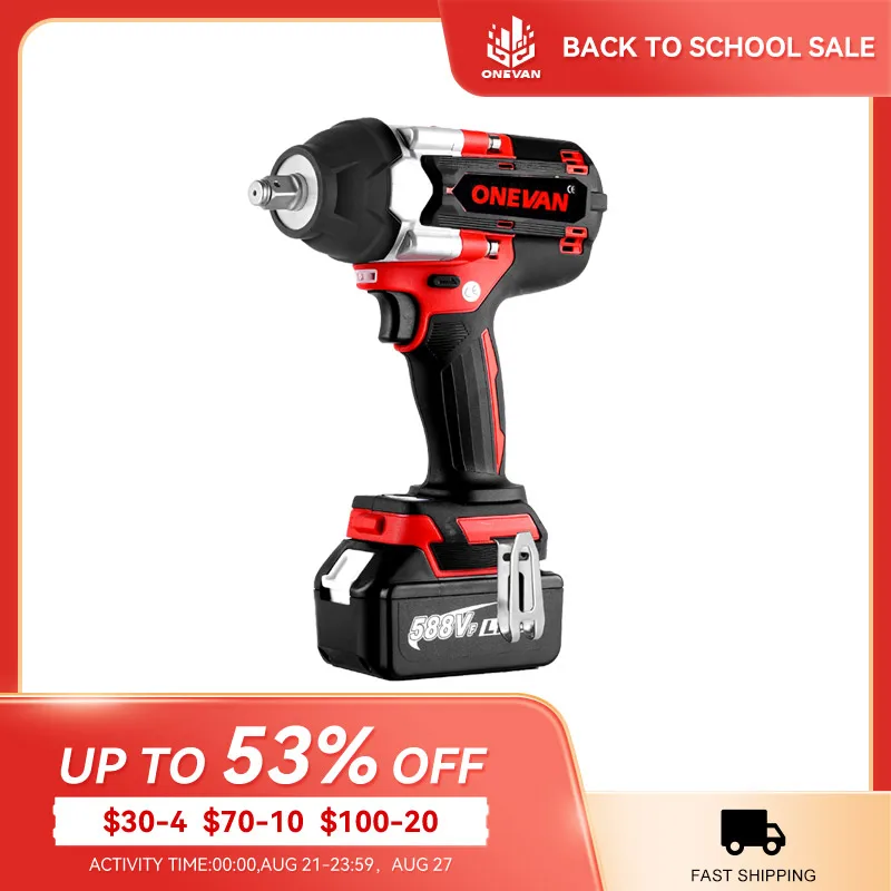 

ONEVAN 588VF 1800 N.M Torque Brushless Electric Impact Wrench 7200RPM Rechargable Drill Driver LED Light For Makita 18V Battery