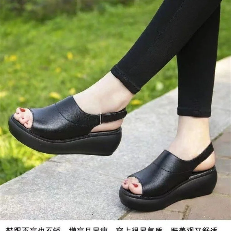 Women's Sandals Summer 2023 New Fashion Open Toe Comfortable Elegant Womens Sandals Wedge Buckle Female Shoes for Women Footwear