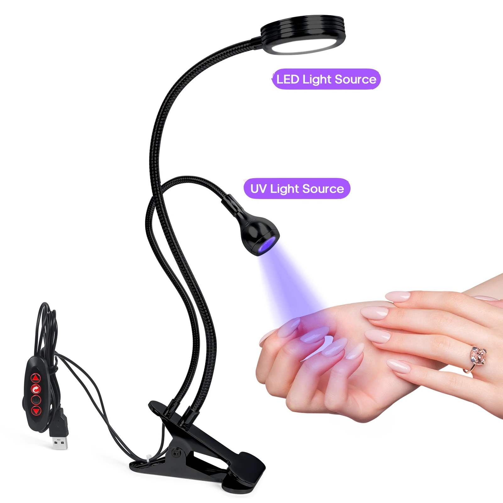 

Nail UV Lamp Led Lights Dryer Double Head Ultraviolet Flexible Clip-On Desk Mini USB Gel Curing Manicure Pedicure Salon Tools