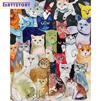 gatyztory oil painting by numbers handmade coloring by numbers animals cats home decors for adults art supplies gift on canvas