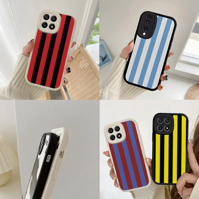 

Milan Stylish Stripe Design Phone Case For Huawei P30 P40 P50 Mate 30 40 50 Nova 8 9 9SE 10 Y70 10z Pro Plus Lambskin Cover