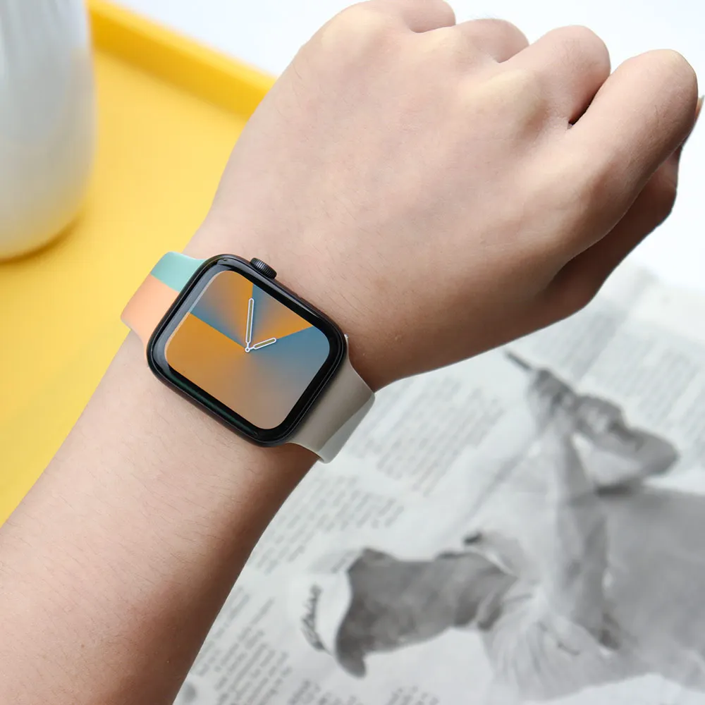 Silicone Strap For Apple Watch Band 44mm 40mm 38mm 42mm Smartwatch Rubber Sports Watchband Belt Bracelet iWatch Serie 3 4 5 6 SE