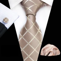 huishi mens ties luxury designer brand striped floral tie pocket square cufflinks office accessories wedding party 3 piece set