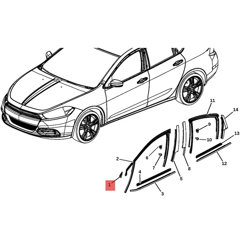 Детали накладки на угол левой передней двери 68083131 AD для Dodge Dart 2012-2016 треугольная