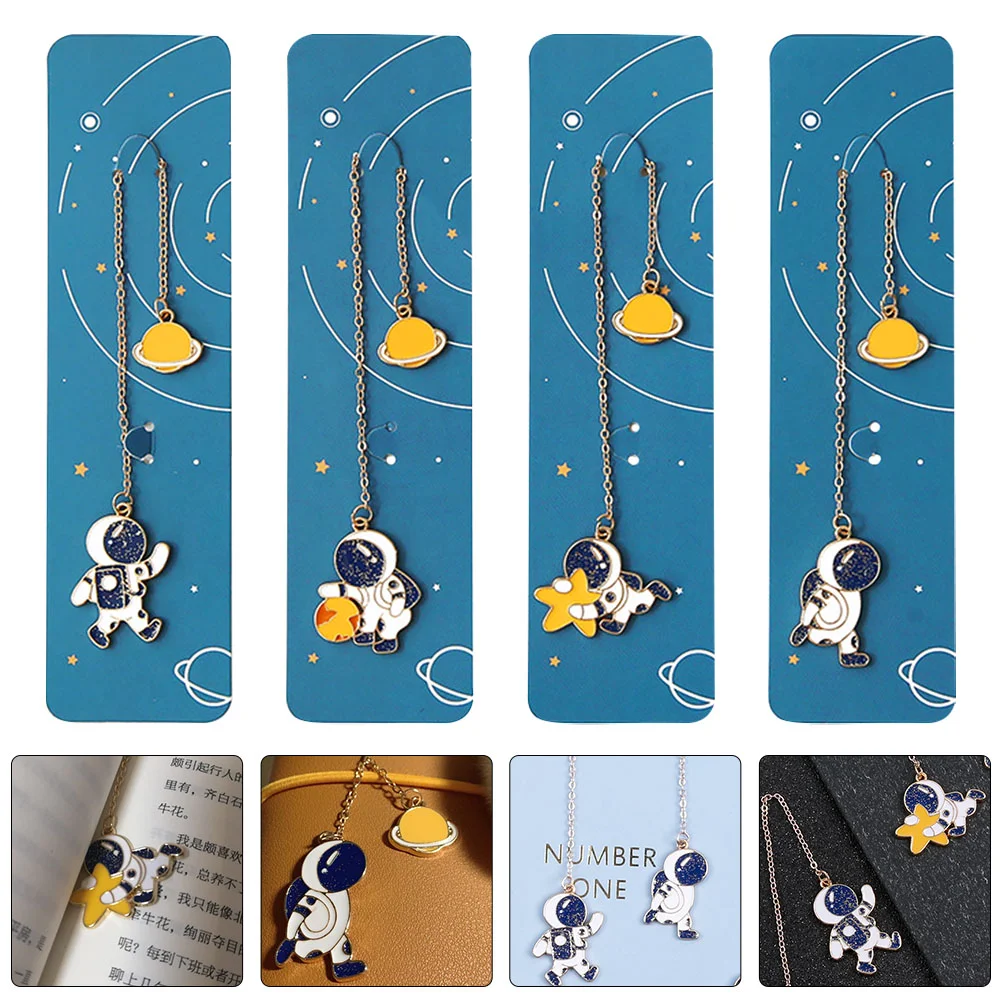 

4pcs Creative Gift Bookmark Pendant Metal for Classmate Friend
