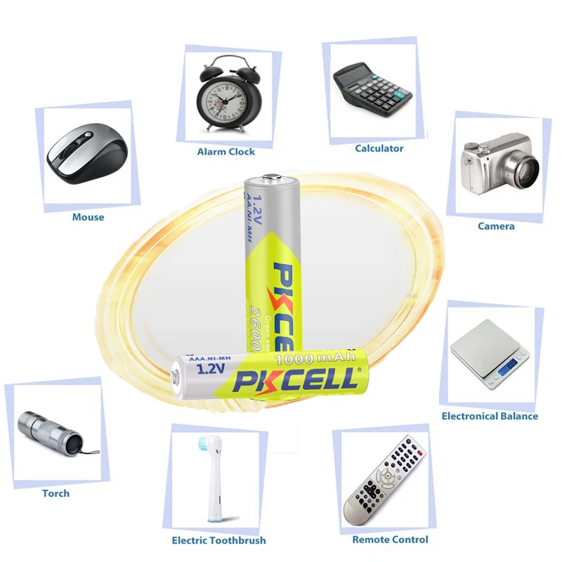 (8 шт. в упаковке) 4 AAA 1000 мАч и AA 2600 1 2 Ni-MH AA/AAA перезаряжаемые батареи для фонарика