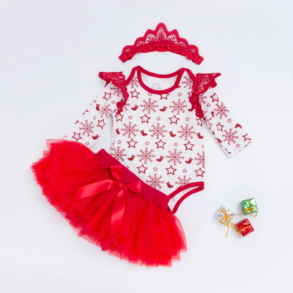 

Christmas Dress for Girls Spring and Autumn New Girl Baby Christmas Snowflake Skirt Skirt Baby Suit Baby Girl Clothes Christmas