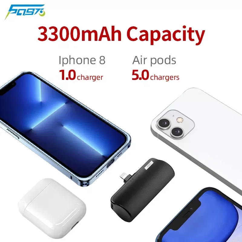 

NEW2023 6097 Bank 3300mAh Mini Portable Charger PowerBank Emergency Mobile Portable Powerbank External Battery