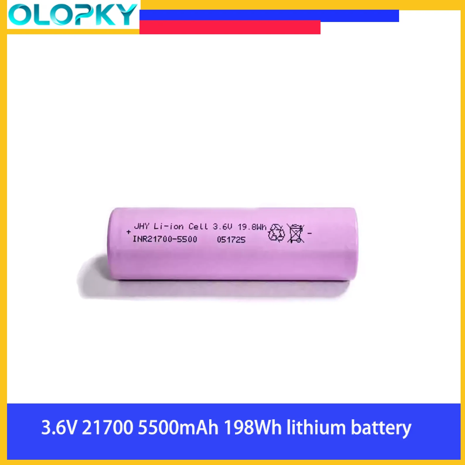 Фото Аккумулятор 3.6V-5500mAh 21700, перезаряжаемая литиевая батарея, подходит для налобных фонарей, бритв, электрических игрушек, электроинструментов. №2