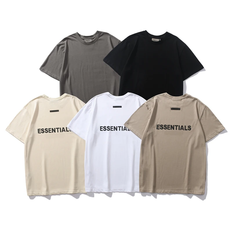 

Fashion New men's Essentials T-shirt Reflective letter logo short sleeve High Street Hip hop Unisex oversized cotton Tees