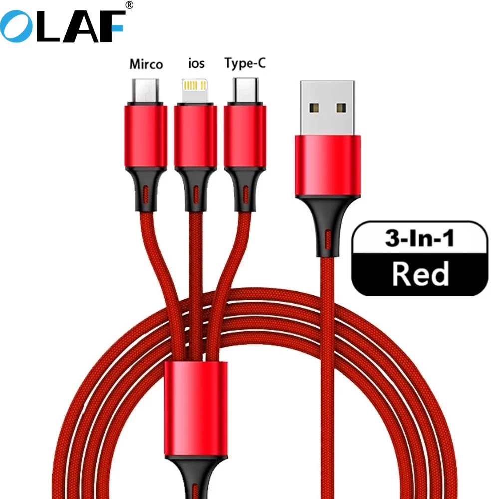 Olaf-Cable Micro USB 3 en 1, Cable de carga multipuerto Usb c,...