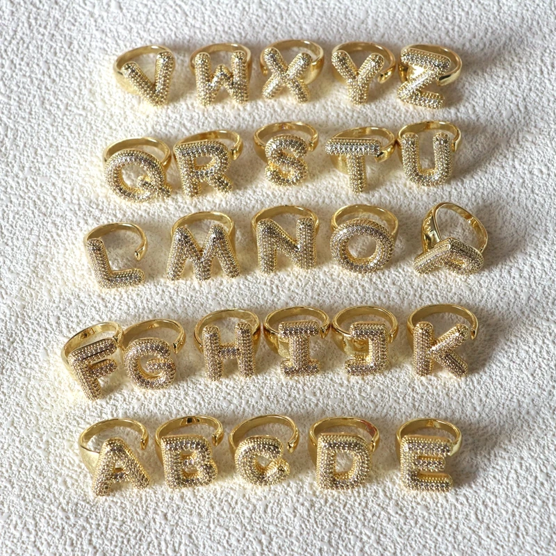 5 шт./модные винтажные 26 кольца с буквами A-Z для мужчин и женщин микроинкрустацией