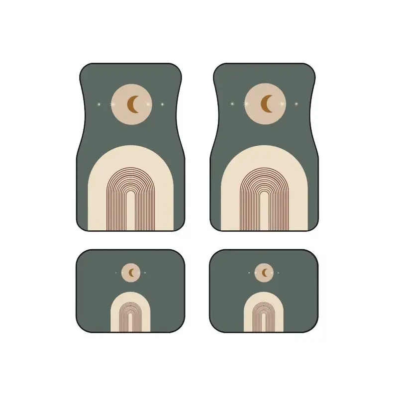 

Boho Car Floor Mat, Vintage Rainbow Retro Car Floor Mat, Hippie Car Mat Accessories, Car Mat Set, Moon Car Mat