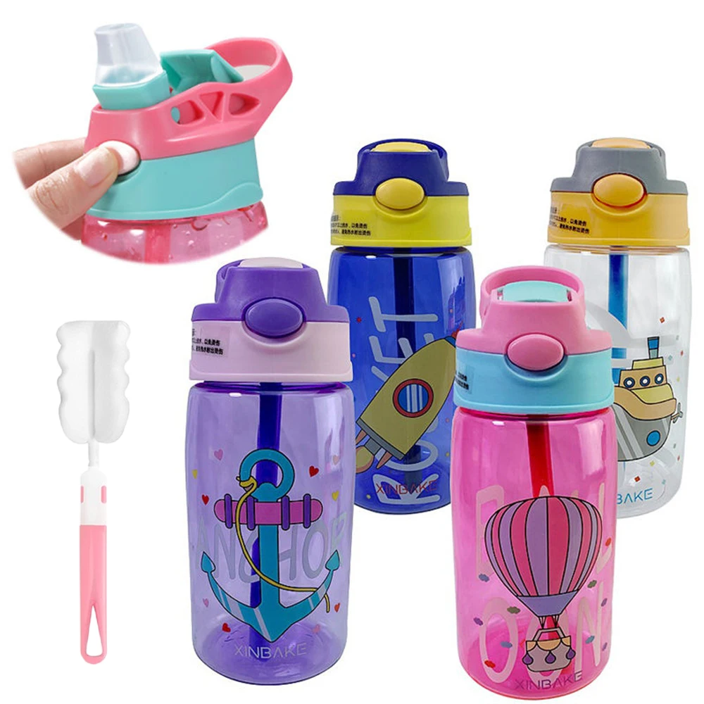 

480Ml Kids Sippy Cup Water Bottles Creative Cartoon Feeding Cups With Straws And Lids Spill Proof Portable Toddlers Drinkware