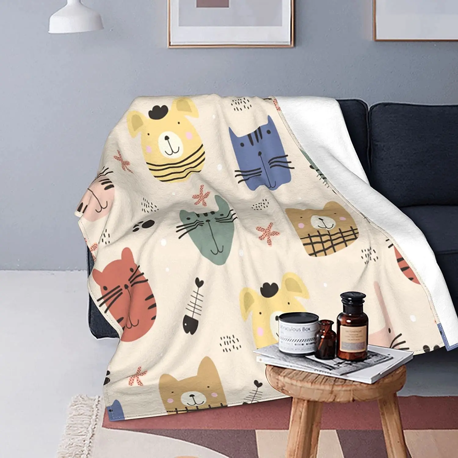 

Personalized Blanket Soft Cat Blanket Cute Blankets Queen Size Throw Blanket for Couch Home Bed and Sofa 50x60 in