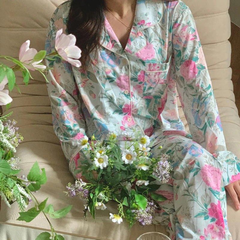 CAIYIER Purple Silk Pajamas Set Long Sleeved Trousers Cardigan Suit Sexy Women Nightwear Soft Lingerie Girls Fashion Homewear