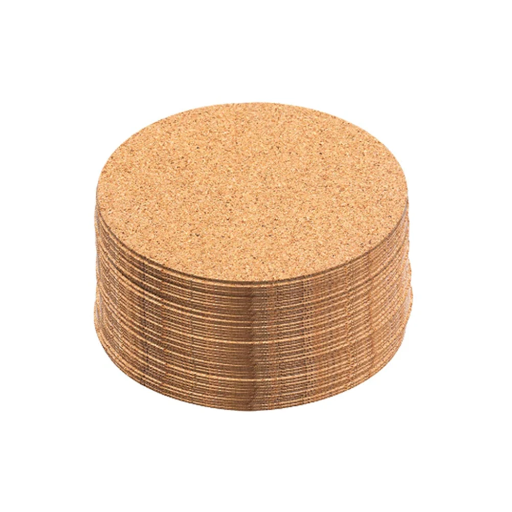 

50pcs Reusable Cork Coaster DIY Cup Mat Household Supplies Pad Crafts Self Adhesive Mini Board Squares Round Drink Kitchen