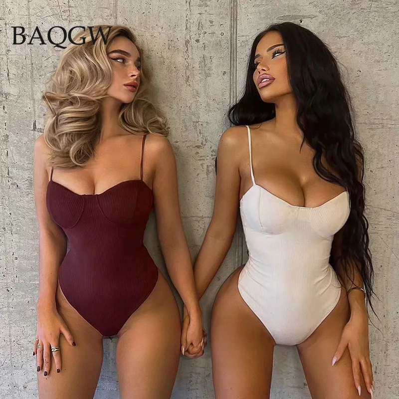 

Летнее облегающее боди на бретелях-спагетти, повседневный трикотажный цельный топ без рукавов в рубчик, женский комбинезон