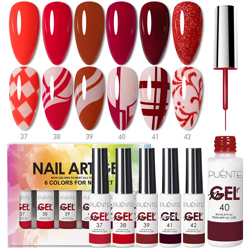 

Набор гель-лаков для ногтей, красного цвета