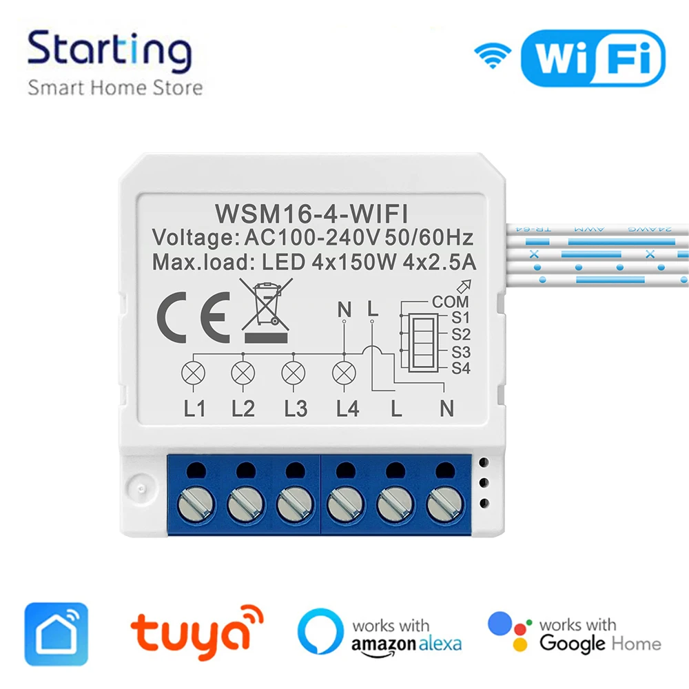 

Tuya Smart WiFi Switch 1/2/3/4 Gang 2-way Control Switch Mini Smart Circuit Breaker Smart Life Control Support Alexa Google Home