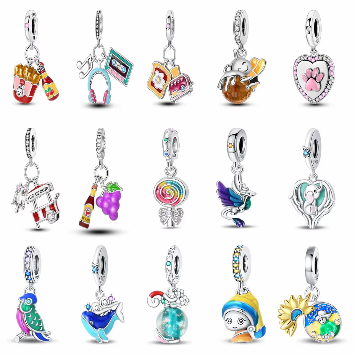 S925 Посеребренные Бусины Для Браслетов Pandora Оригинальные В Форме Сердца Олень