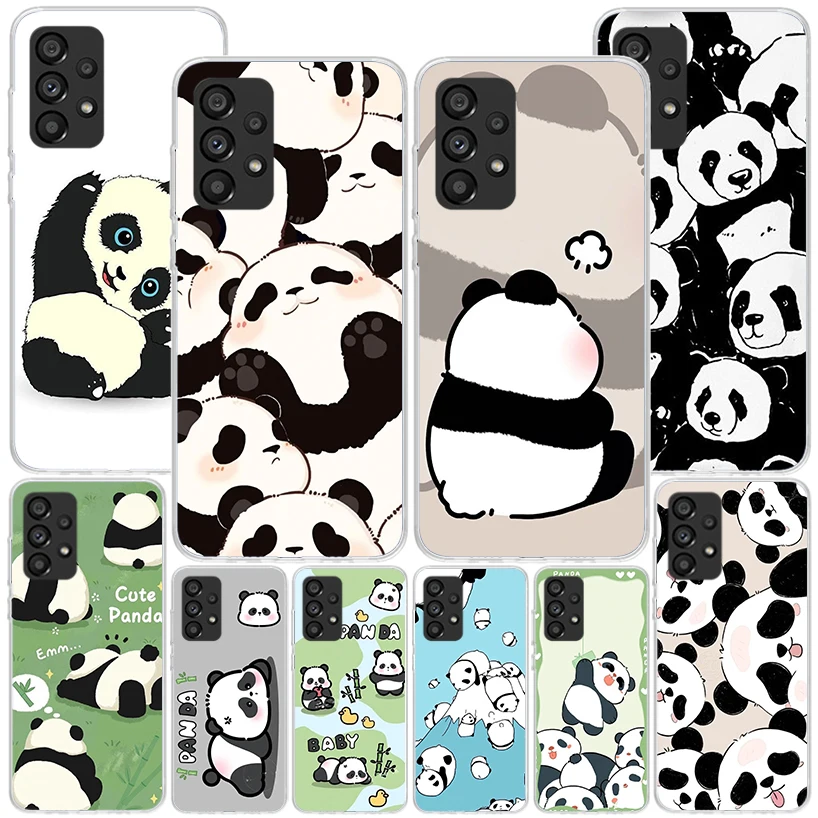 Мультяшный Милый Панда медведь чехол для телефона Samsung Galaxy A15 A14 A13 A12 A55 A54 A53 A52 A35 A34