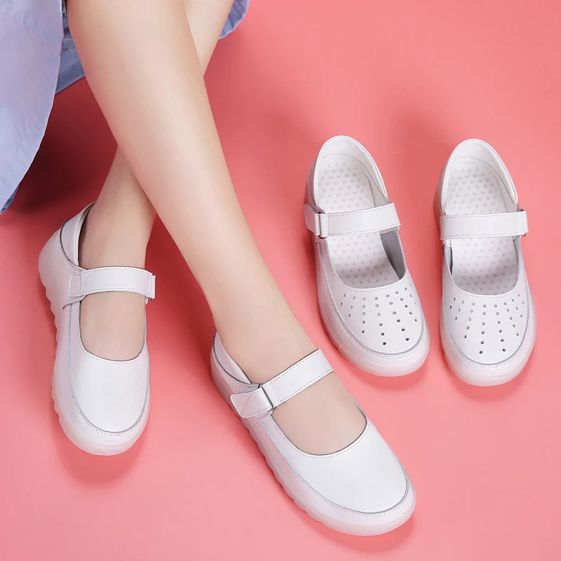 2023 Women Genuine Leather Flats White Loafers Designer Woman Ladies Casual Shoes Female Slip-on Boat Walking Shoes Moccasins