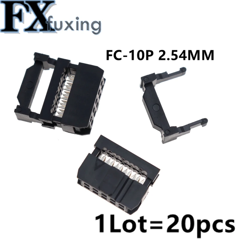 20PCS FC-10p IDC SOCKET pitch 2.54MM JTAG ISP PLUG CONNECTOR DOUBLE ROW FEMALE 2x5PIN 10PIN 10P FOR DC3 IDC BOX HEADER for cable