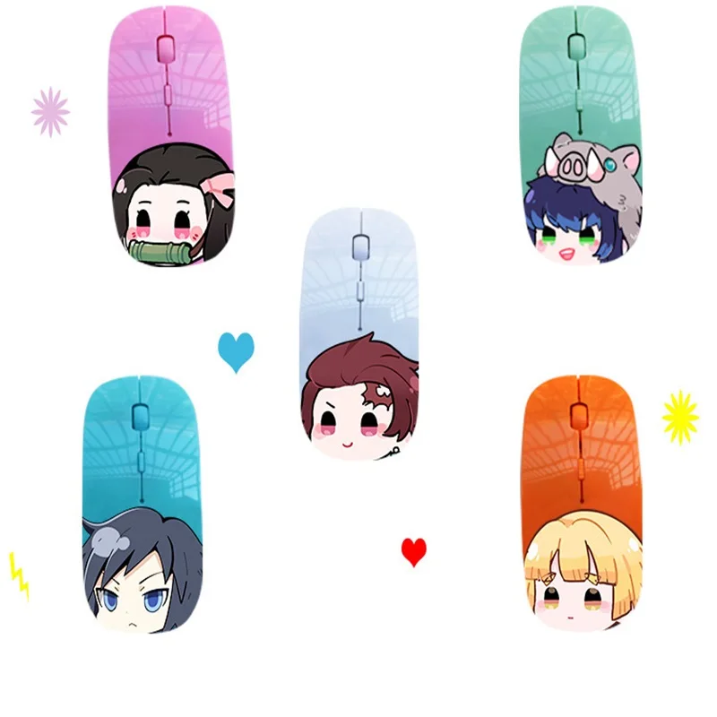 Милая Беспроводная оптическая компьютерная мышь из аниме рассекающий демонов