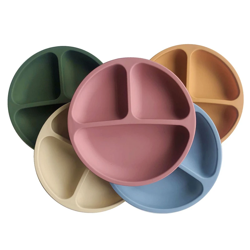 

Безопасная силиконовая обеденная тарелка для малышей, детская посуда для тренировок, Детские миски для кормления, Экологичная посуда для м...