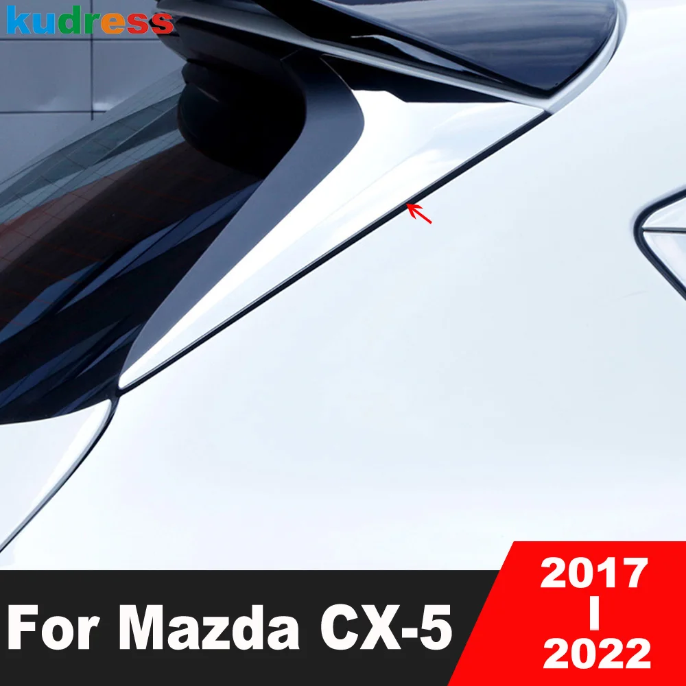 Chrome Car Rear Window Spoiler copertura Trim per Mazda CX-5 CX5 KF 2017 2018 2019 2020 2021 2022 coda Windows triangolo rifila 2 pezzi