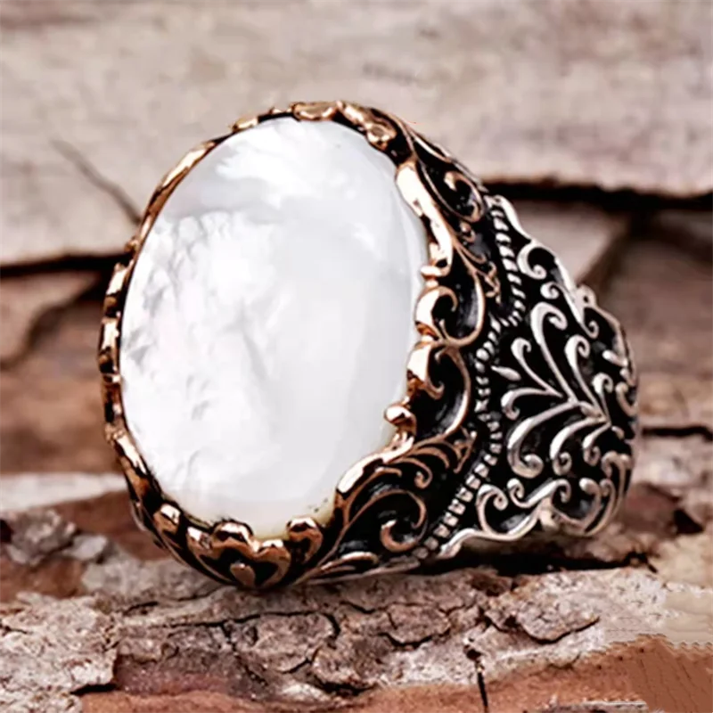 

New Blue Turquoise Men's Ring Personality Ring Fashion Temperament Cold Wind To Attend The Banquet Luxury High-quality Jewelry