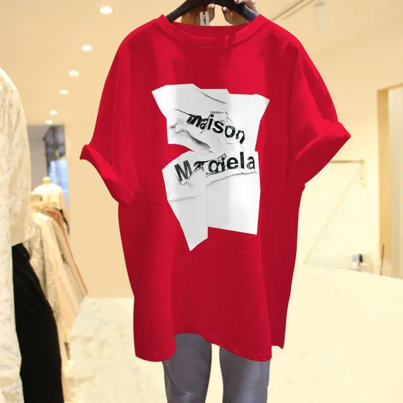 

Women Clothing Short Sleeve Causal Letter Printed T-shirt Summer Basic Loose All Cotton Tees PDlj612